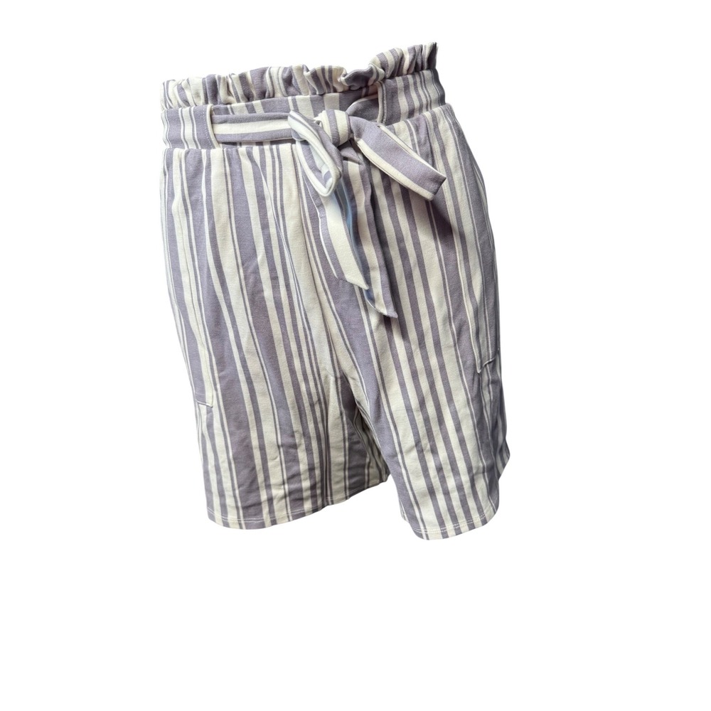 Torrid Grey White Striped Paperbag Tie Front Shorts High Rise Plus Size 1 1X